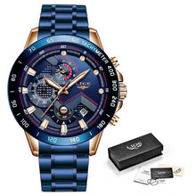 Load image into Gallery viewer, LIGE Men Watches Top Brand Luxury Stainless Steel.