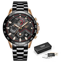 Load image into Gallery viewer, Relogio Masculino LIGE Hot Fashion Mens Watches Top Brand Luxury Wrist Watch Quartz Clock Blue Watch Men Waterproof Chronograph
