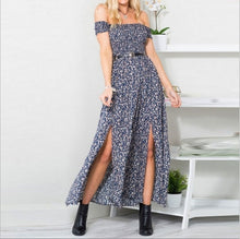Load image into Gallery viewer, Sexy Strapless Beach Summer Dress Sundresses Vintage Bohemian Maxi Dress Robe Femme Boho Floral Women Split Long Dresses Vestido