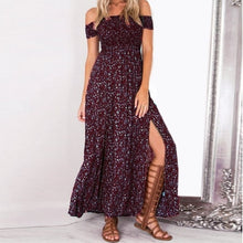 Load image into Gallery viewer, Sexy Strapless Beach Summer Dress Sundresses Vintage Bohemian Maxi Dress Robe Femme Boho Floral Women Split Long Dresses Vestido