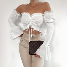 Load image into Gallery viewer, Top Blouses Shirts Flare Sleeve Summer Crop.