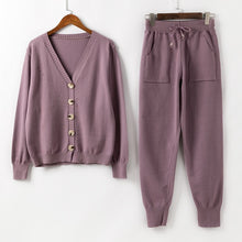 Load image into Gallery viewer, Women Knitted Tracksuit Turtleneck Sweater Casual.