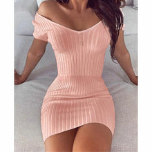 Load image into Gallery viewer, Sexy Club Off Shoulder Long Sleeve Bodycon Dress.