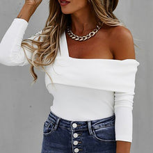 Load image into Gallery viewer, Sexy Cross Off Shoulder Ribbed Shirt Blouse Women.