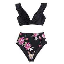 Load image into Gallery viewer, CUPSHE Floral Red High-waisted Bikini.
