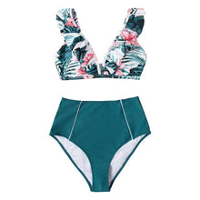 Load image into Gallery viewer, CUPSHE Floral Red High-waisted Bikini.