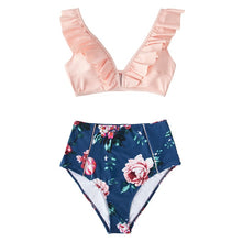 Load image into Gallery viewer, CUPSHE Floral Red High-waisted Bikini.