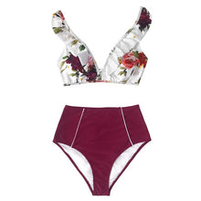 Load image into Gallery viewer, CUPSHE Floral Red High-waisted Bikini.