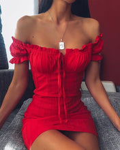 Load image into Gallery viewer, Sexy Off Shoulder Smocked Bodycon Dress Women.