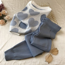 Load image into Gallery viewer, Korean summer Love printed knitted 2 Peice Set Women.