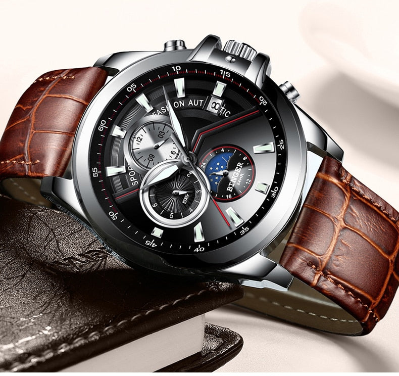 Switzerland  BINGER Multifunction Military Automatic Watch Men.