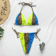 Load image into Gallery viewer, Peachtan Halter leopard bikini.

