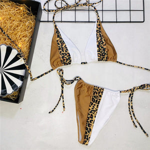 Peachtan Halter leopard bikini.
