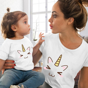 Eye Lashes Red Lips Print Women and Kids T-shirt Funny Family.