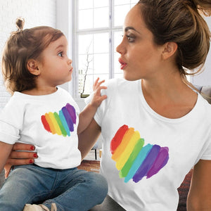 Eye Lashes Red Lips Print Women and Kids T-shirt Funny Family.