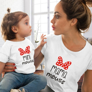 Eye Lashes Red Lips Print Women and Kids T-shirt Funny Family.