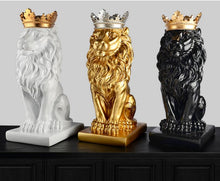 Load image into Gallery viewer, Gold Crown Lion Statue
