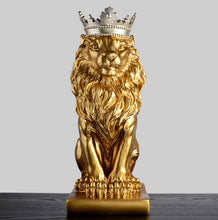 Load image into Gallery viewer, Gold Crown Lion Statue
