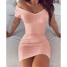 Load image into Gallery viewer, Sexy Club Off Shoulder Long Sleeve Bodycon Dress.
