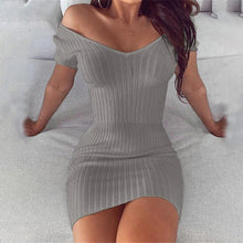 Load image into Gallery viewer, Sexy Club Off Shoulder Long Sleeve Bodycon Dress.
