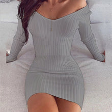 Load image into Gallery viewer, Sexy Club Off Shoulder Long Sleeve Bodycon Dress.
