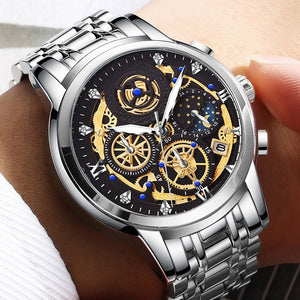 Fashion Men's Watch Stainless Steel Top Brand Luxury Waterproof  Sports.