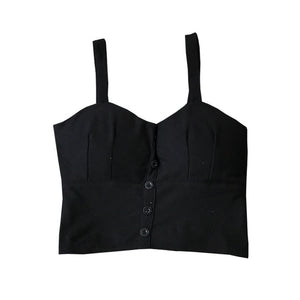 Woman Sexy Low Chest Button Back Elastic.