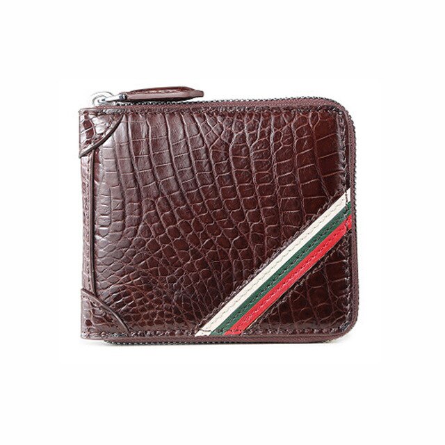 Crocodile Wallet Male Luxury brand Ultrathin Genuine Leather Zipper purse.